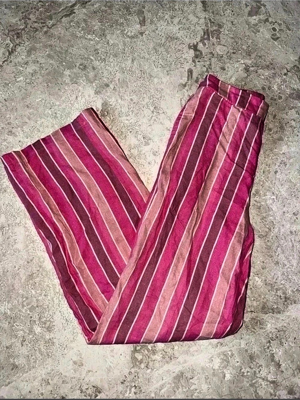 Striped Wide Leg Pants in Pink & White